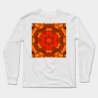 Cartoon Mandala Flower Orange Long Sleeve T-Shirt